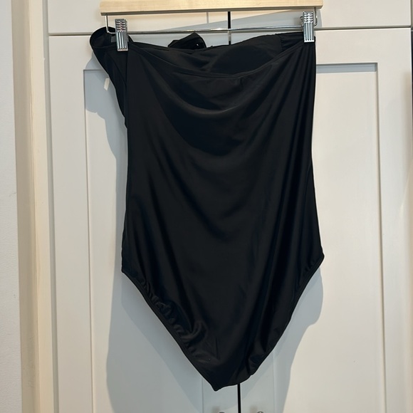 Halter One Piece Ruching Tummy Control Retro Bathing Suit, Black, Women Size XL - Picture 12 of 14